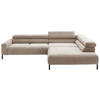ECKSOFA inkl. Funktion Taupe Cord  - Taupe/Schwarz, MODERN, Textil/Metall (309/219cm) - Pure Home Lifestyle