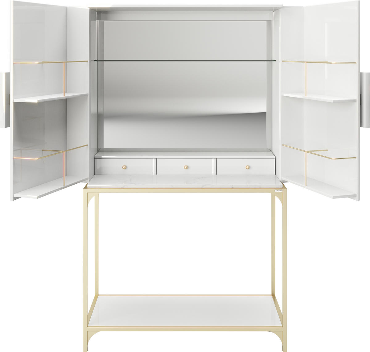 BARSCHRANK in Weiß  - Goldfarben/Weiß, LIFESTYLE, Glas/Holzwerkstoff (100/170/45cm) - Playboy