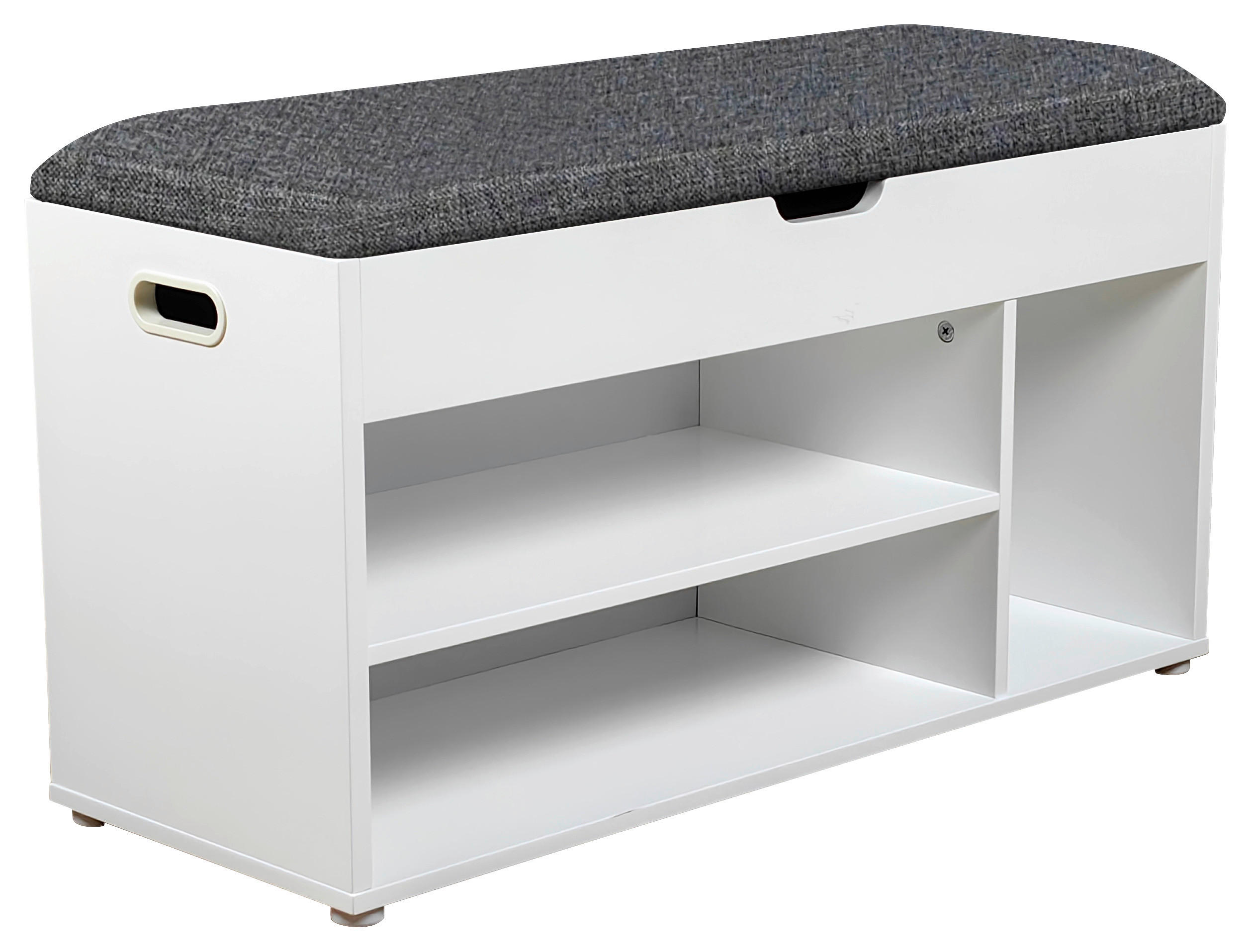 GARDEROBENBANK - Weiß/Grau, Basics, Kunststoff/Textil (80/44/30cm) - Carryhome