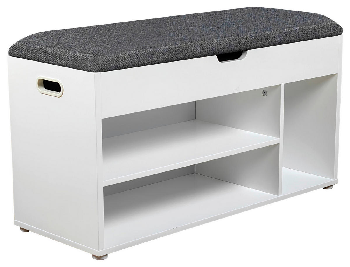 GARDEROBENBANK - Weiß/Grau, Basics, Kunststoff/Textil (80/44/30cm) - Carryhome