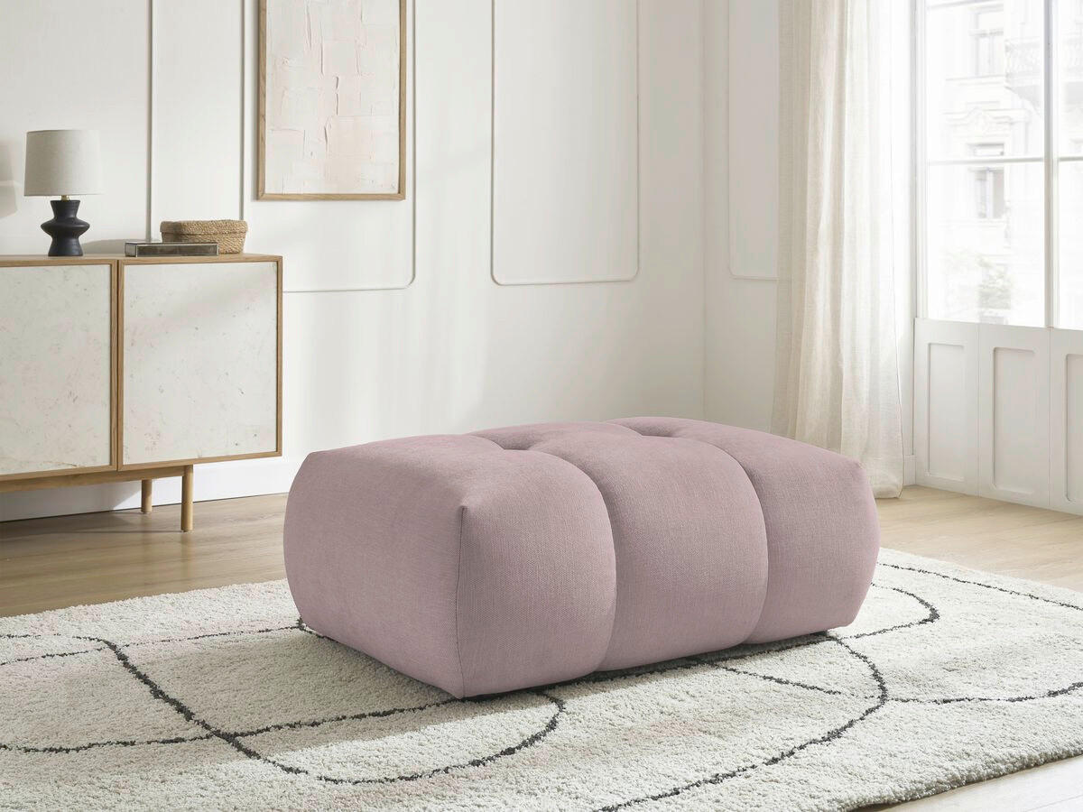 HOCKER FUJI  Leinenoptik Rosa  - Schwarz/Rosa, MODERN, Kunststoff/Textil (112/44/80cm)