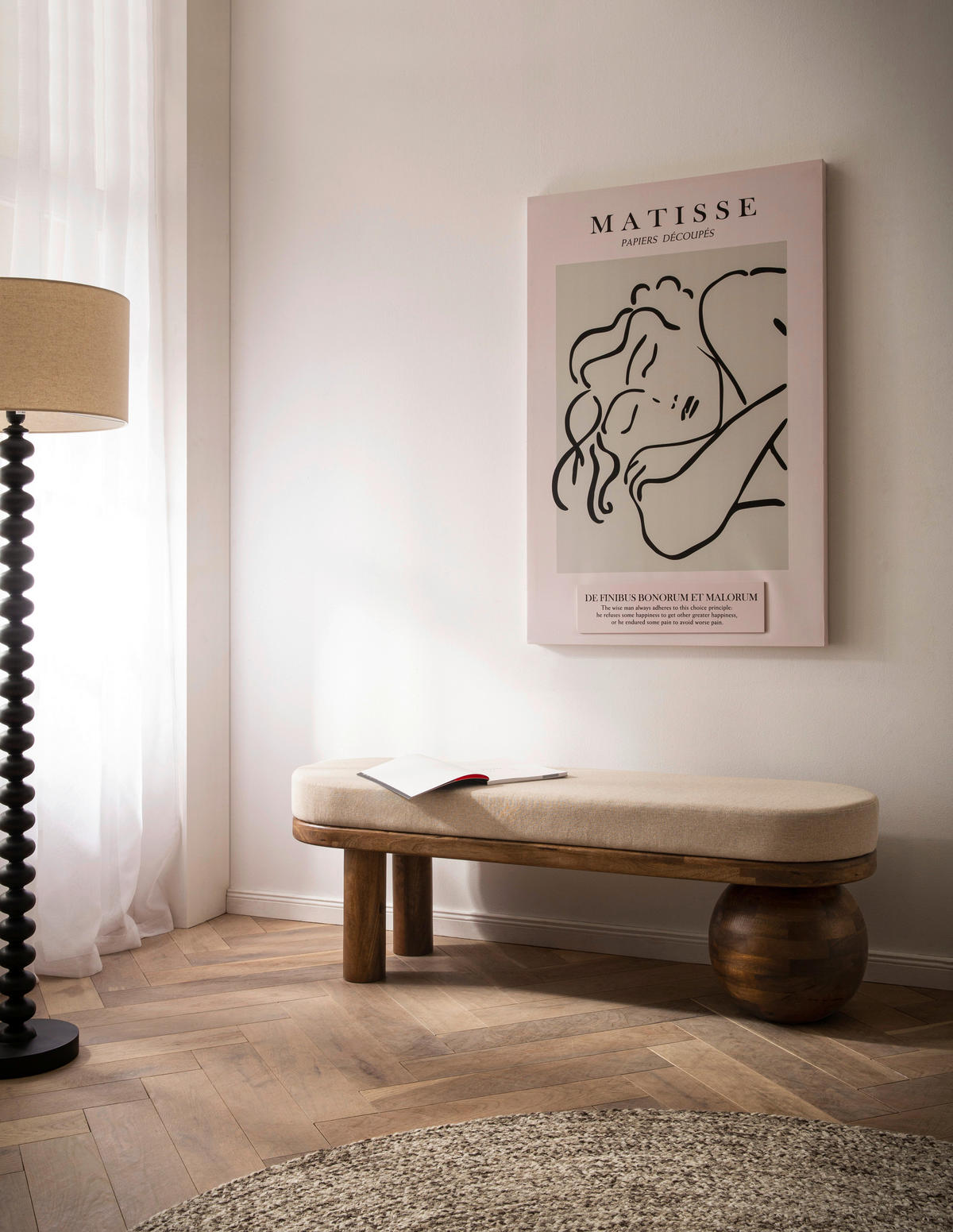 SITZBANK 140/47/40 cm Webstoff Beige Holz  - Beige/Braun, Design, Holz/Textil (140/47/40cm) - Livetastic