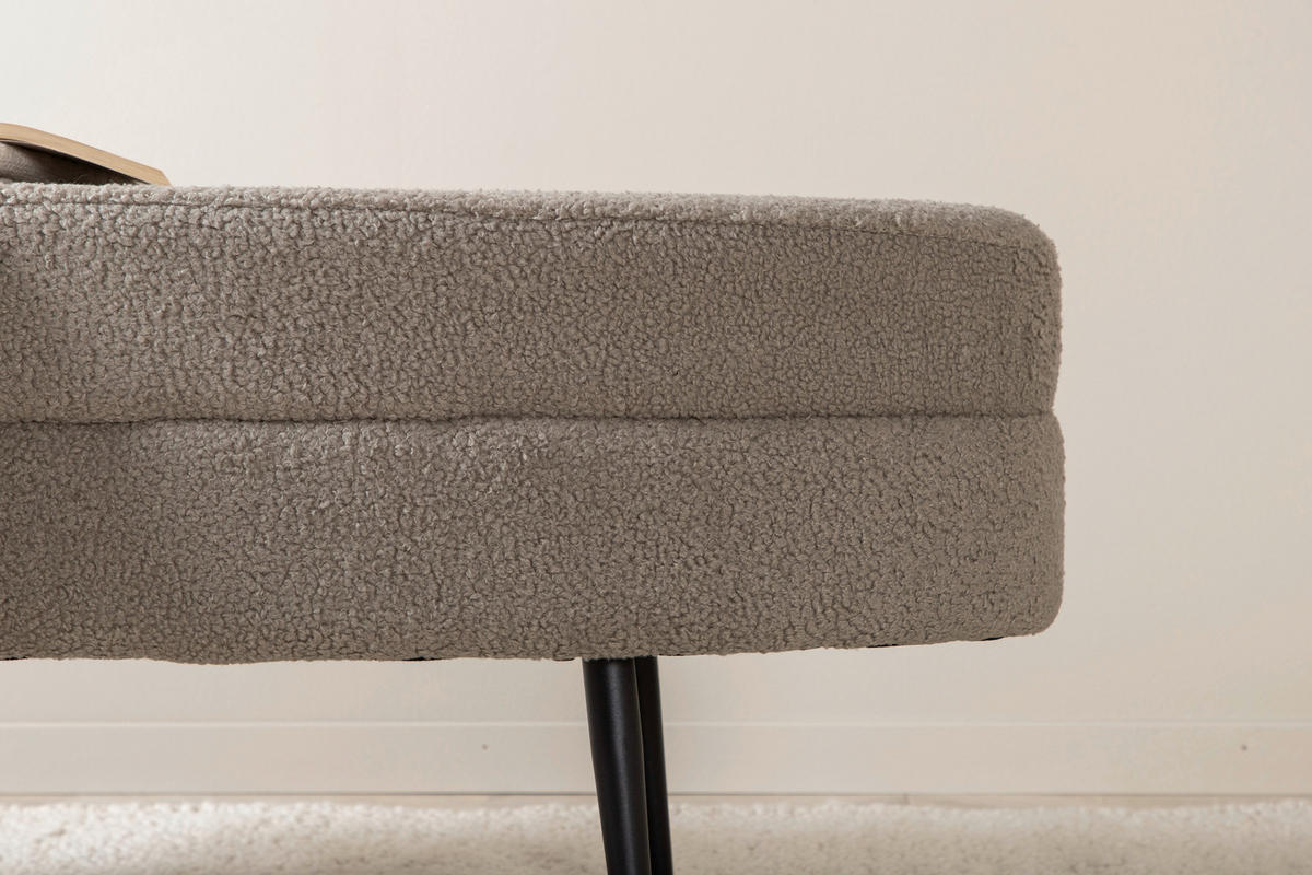 HOCKERBANK in Metall, Textil Greige  - Greige/Schwarz, Design, Textil/Metall (100/41/40cm) - Livetastic
