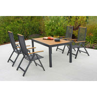 GARTENTISCHGRUPPE  - Graphitfarben/Naturfarben, KONVENTIONELL, Kunststoff/Metall - Gardenson