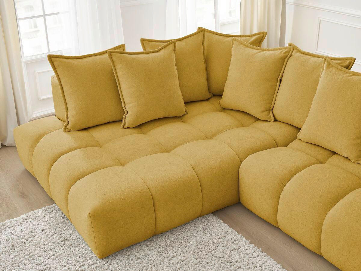 ECKSOFA Ottomane links  EVEREST Gelb Struktur  - Gelb/Schwarz, MODERN, Kunststoff/Textil (210/352cm) - Livetastic
