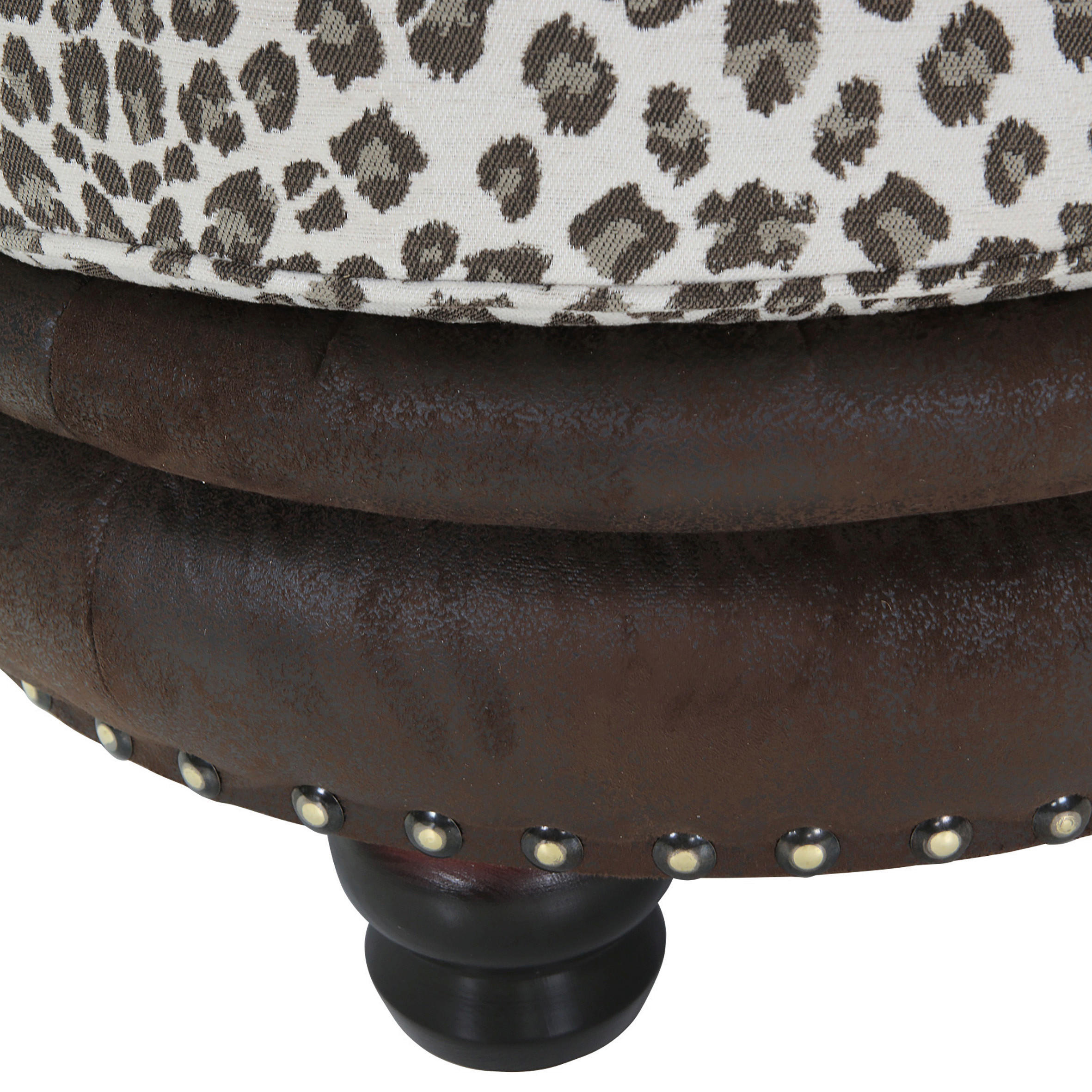 HOCKER Lederlook, Flachgewebe, Mikrofaser Braun, Beige  - Dunkelbraun/Beige, ROMANTIK / LANDHAUS, Holz/Textil (74/50/74cm) - Landscape