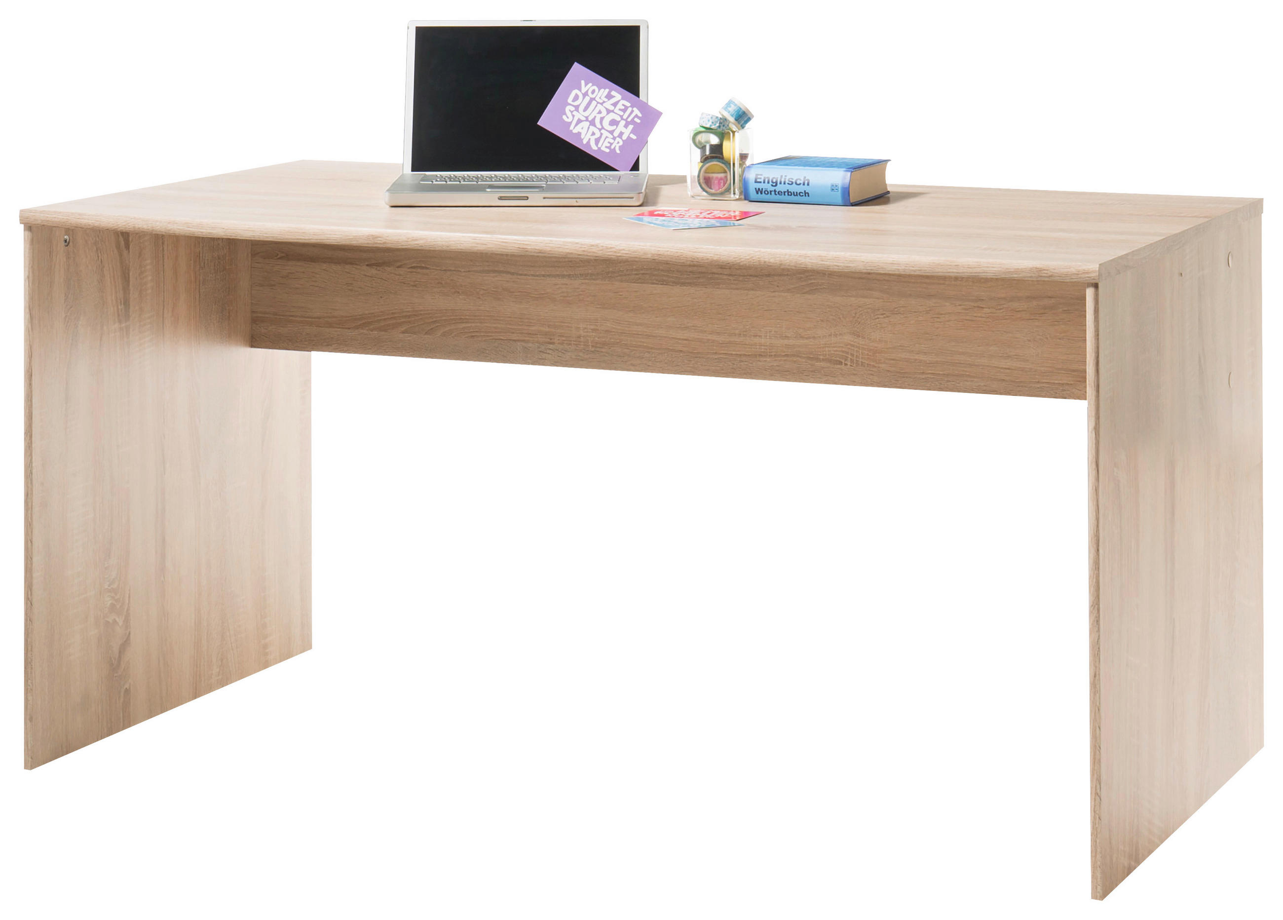 PISALNA MIZA leseni material hrast sonoma  - bela/hrast sonoma, Basics, leseni material (150/75/75cm) - Carryhome