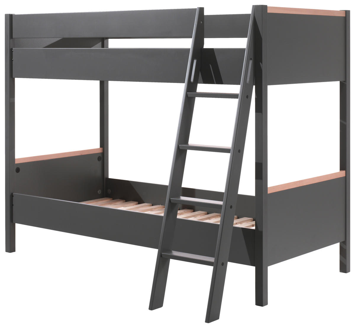 ETAGENBETT - Anthrazit/Naturfarben, MODERN, Holz/Holzwerkstoff (90/200cm) - MID.YOU