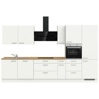 KÜCHENLEERBLOCK 360 cm   in Weiß, Eichefarben  - Edelstahlfarben/Eichefarben, MODERN, Holzwerkstoff/Metall (360cm) - Nobilia