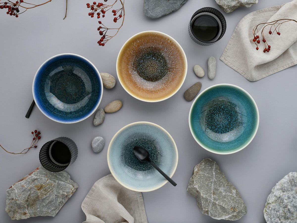 SCHÜSSELSET 4-teilig Caldera Mix   - Türkis/Bernsteinfarben, Basics, Keramik (16,5/6cm) - Creatable