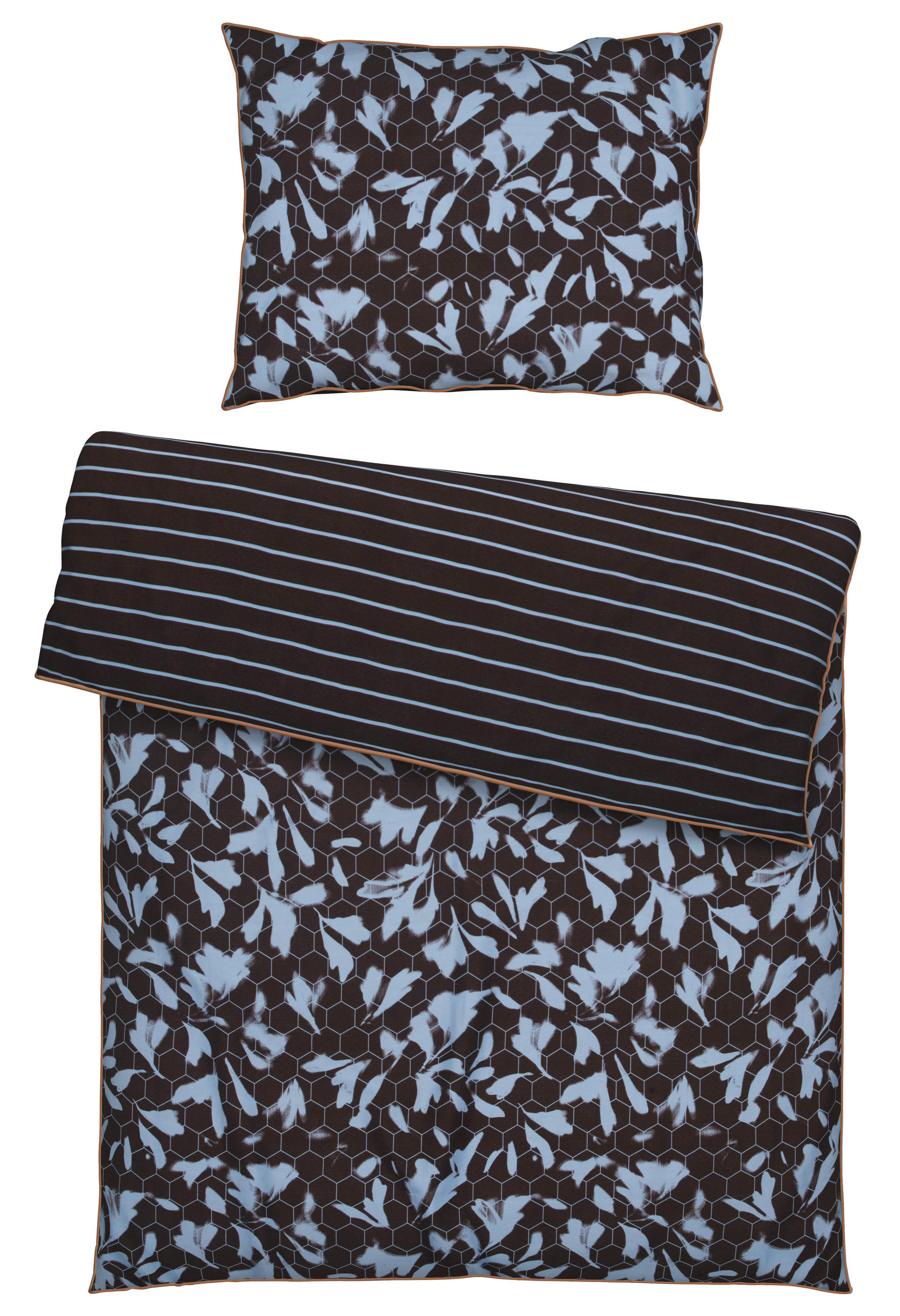 LIZENZBETTWÄSCHE 140/200 cm  - Blau/Braun, Basics, Textil (140/200cm) - Esprit