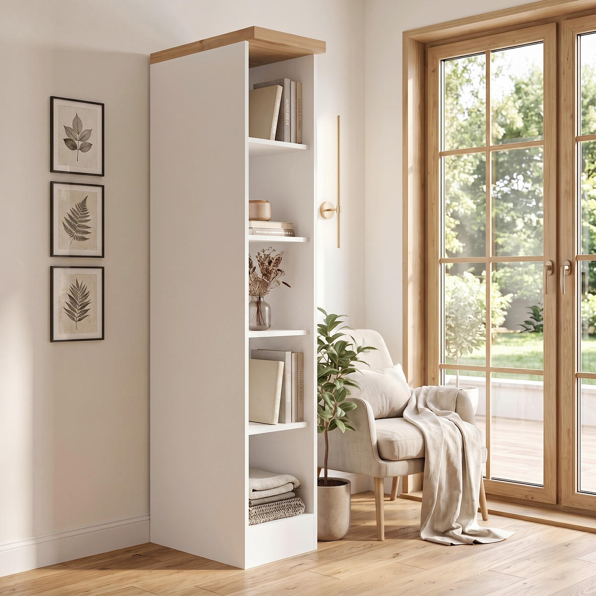 HYLLA i 30/166/60 cm vit, ek Wotan  - vit/ek Wotan, Lifestyle, trämaterial (30/166/60cm) - Held