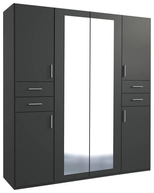 DREHTÜRENSCHRANK 180/208/58 cm 6-türig Graphitfarben  - Silberfarben/Graphitfarben, Basics, Holzwerkstoff (180/208/58cm) - MID.YOU