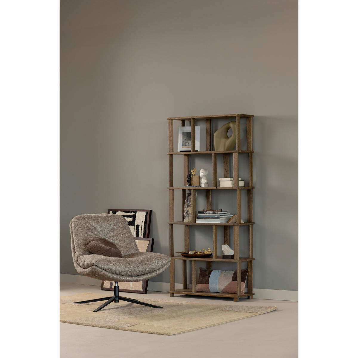 SESSEL in Webstoff Naturfarben  - Schwarz/Naturfarben, Design, Textil/Metall (82/86/87cm) - Livetastic