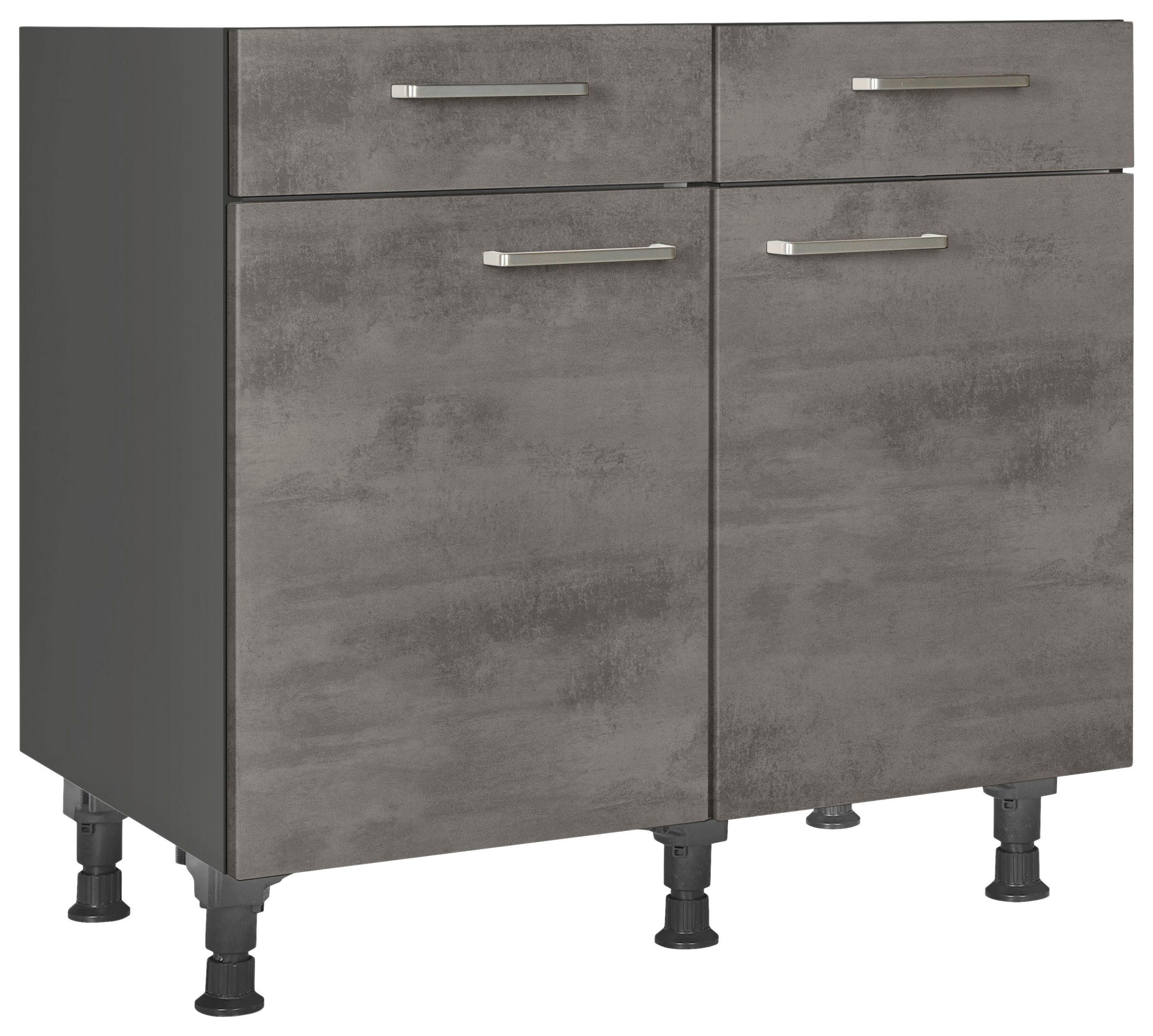 SCHUBKASTENUNTERSCHRANK 90/87/56 cm  in Schieferfarben  - Schieferfarben/Edelstahlfarben, MODERN, Holzwerkstoff/Metall (90/87/56cm) - Nobilia