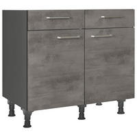 SCHUBKASTENUNTERSCHRANK 90/87/56 cm  in Schieferfarben  - Schieferfarben/Edelstahlfarben, MODERN, Holzwerkstoff/Metall (90/87/56cm) - Nobilia