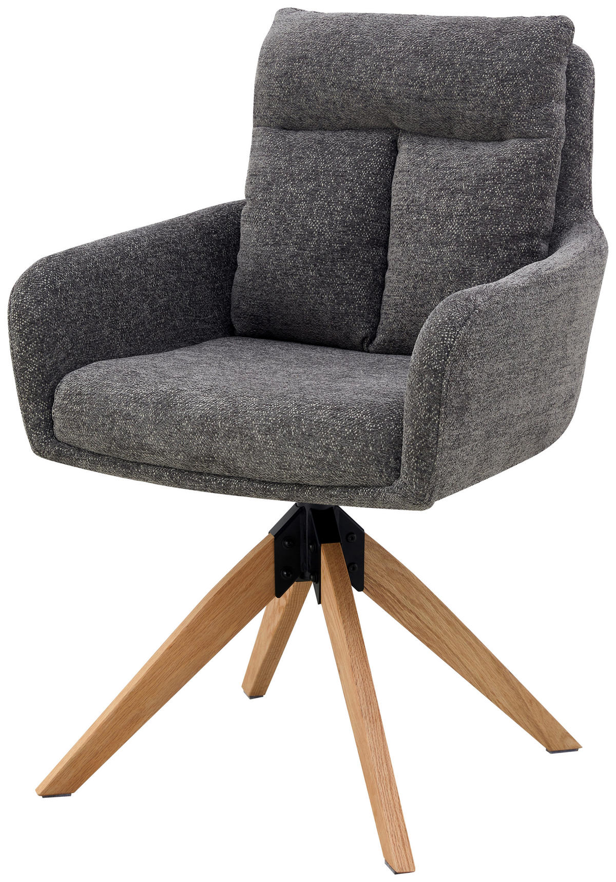 ARMLEHNSTUHL  in Eisen Webstoff  - Naturfarben/Grau, KONVENTIONELL, Holz/Textil (59/92/63cm) - Livetastic