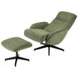 RELAXSESSELSET inkl. Funktion Cord Relaxfunktion, Hocker - Schwarz/Olivgrün, Design, Textil/Metall (75/106/74cm) - Xora