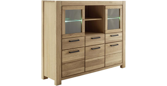 HIGHBOARD 172/140/45 cm  - Wildeiche/Schwarz, Natur, Glas/Holz (172/140/45cm) - Carryhome