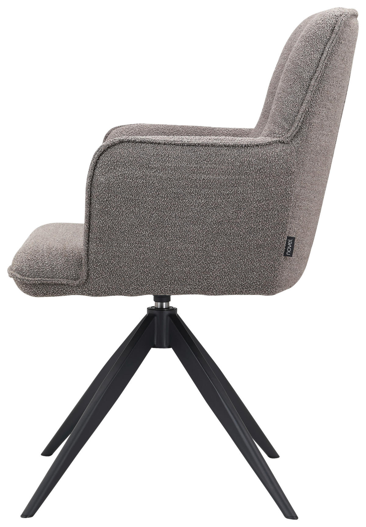 NASLANJAČ, kovina, tekstil črna, rjavosiva  - rjavosiva/črna, Design, kovina/tekstil (60/87/64,5cm) - Novel