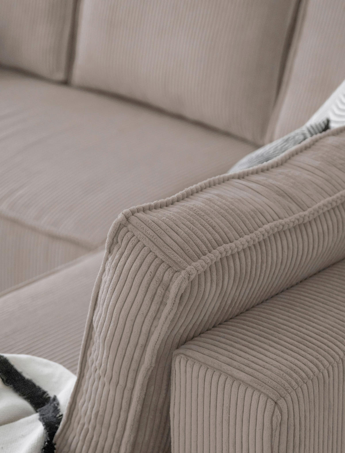 WOHNLANDSCHAFT Taupe Cord  - Taupe/Schwarz, Design, Kunststoff/Textil (156/322/194cm) - MID.YOU