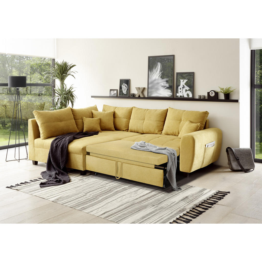 Thumbnail - Mid.you Ecksofa, Gelb, Textil, Ottomane links, L-Form, 248x176 cm, Schlafen auf Sitzhöhe, Wohnzimmer, Sofas & Couches, W...