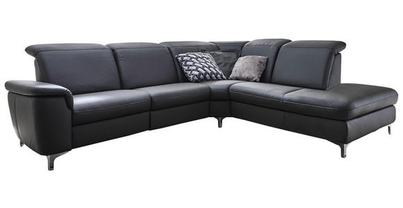 WOHNLANDSCHAFT in Leder Anthrazit - Chromfarben/Anthrazit, KONVENTIONELL, Leder/Metall (289/242cm) - Cantus
