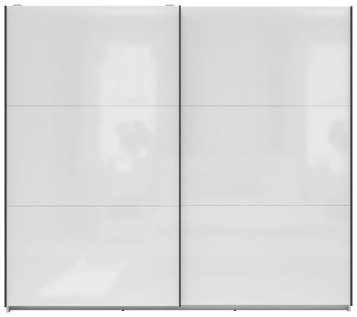 OMARA Z DRSNIMI VRATI, bela, visoki sijaj  - bela/visoki sijaj, Moderno, kovina/leseni material (220/195,5/60cm) - MID.YOU