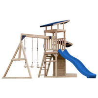 SPIELTURM 345/270/336 cm  - Blau/Braun, KONVENTIONELL, Holz (345/270/336cm) - Ambia Garden
