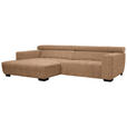 ECKSOFA in Webstoff Orange 182/279 cm - Schwarz/Orange, KONVENTIONELL, Textil/Metall (182/279cm) - Hom`in
