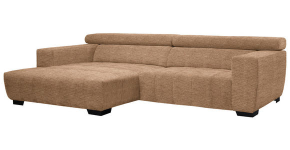 ECKSOFA in Webstoff Orange 182/279 cm - Schwarz/Orange, KONVENTIONELL, Textil/Metall (182/279cm) - Hom`in