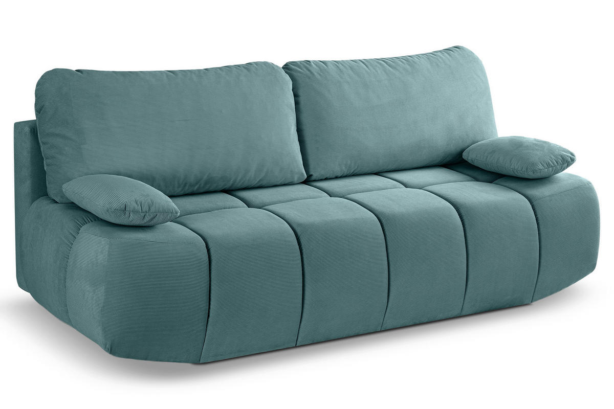 SCHLAFSOFA LAUDER  mit Cord Minttürkis  - Schwarz/Minttürkis, Basics, Kunststoff/Textil (207/93/105cm) - MID.YOU