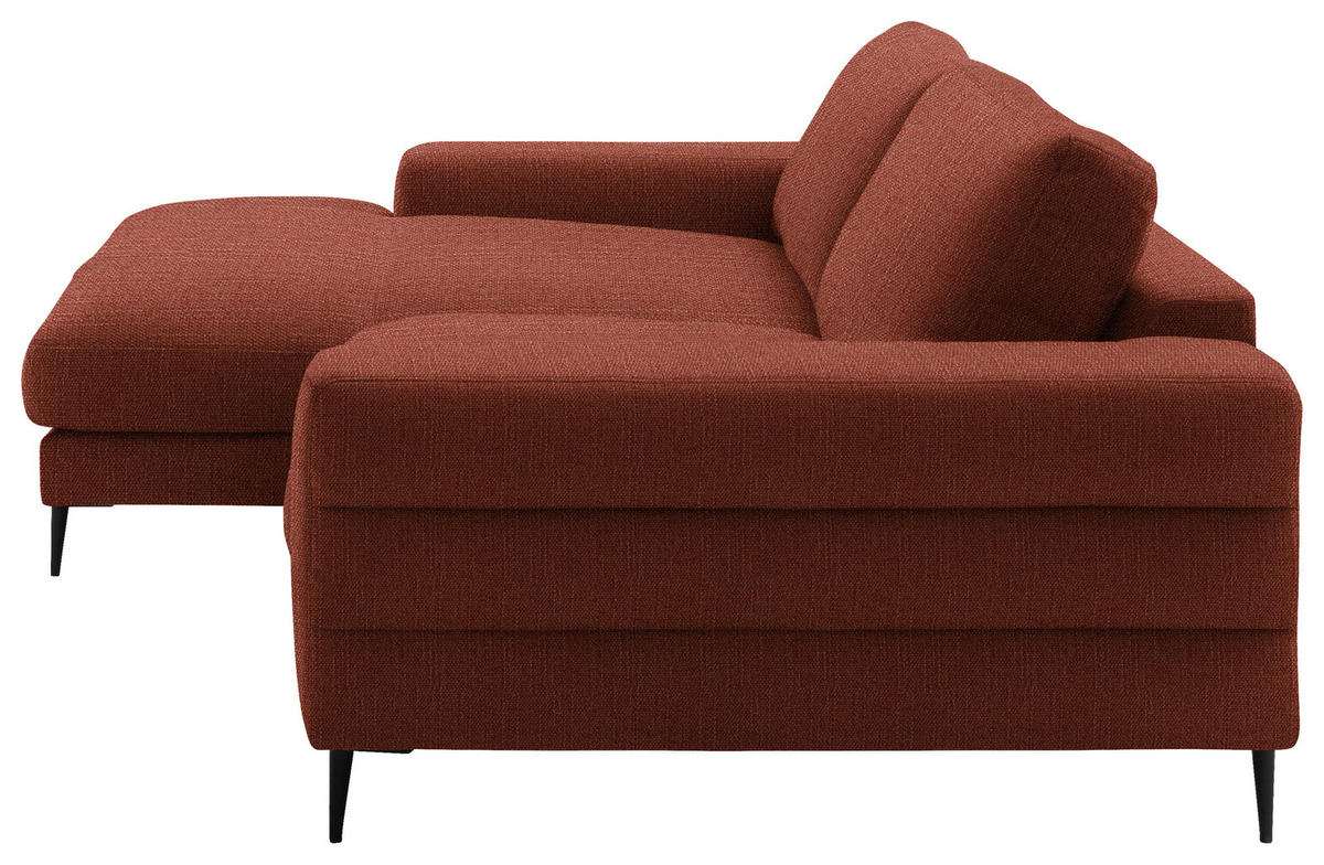 ECKSOFA in Flachgewebe Rostfarben  177/253 cm  - Rostfarben/Schwarz, Design, Textil/Metall (177/253cm) - Dieter Knoll