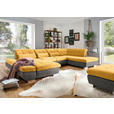 WOHNLANDSCHAFT in Mikrofaser Dunkelgelb, Grau  - Chromfarben/Dunkelgelb, Design, Kunststoff/Textil (204/350/211cm) - Xora