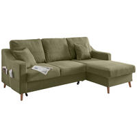 Ecksofa "VALENTINA" in Cord Olivgrün  - Naturfarben/Olivgrün, Design, Holz/Textil (228/150cm) - P & B