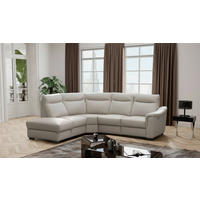 ECKSOFA Lederlook Echtleder Platinfarben  - Platinfarben/Wengefarben, Design, Leder/Holz (229/260cm) - Livetastic