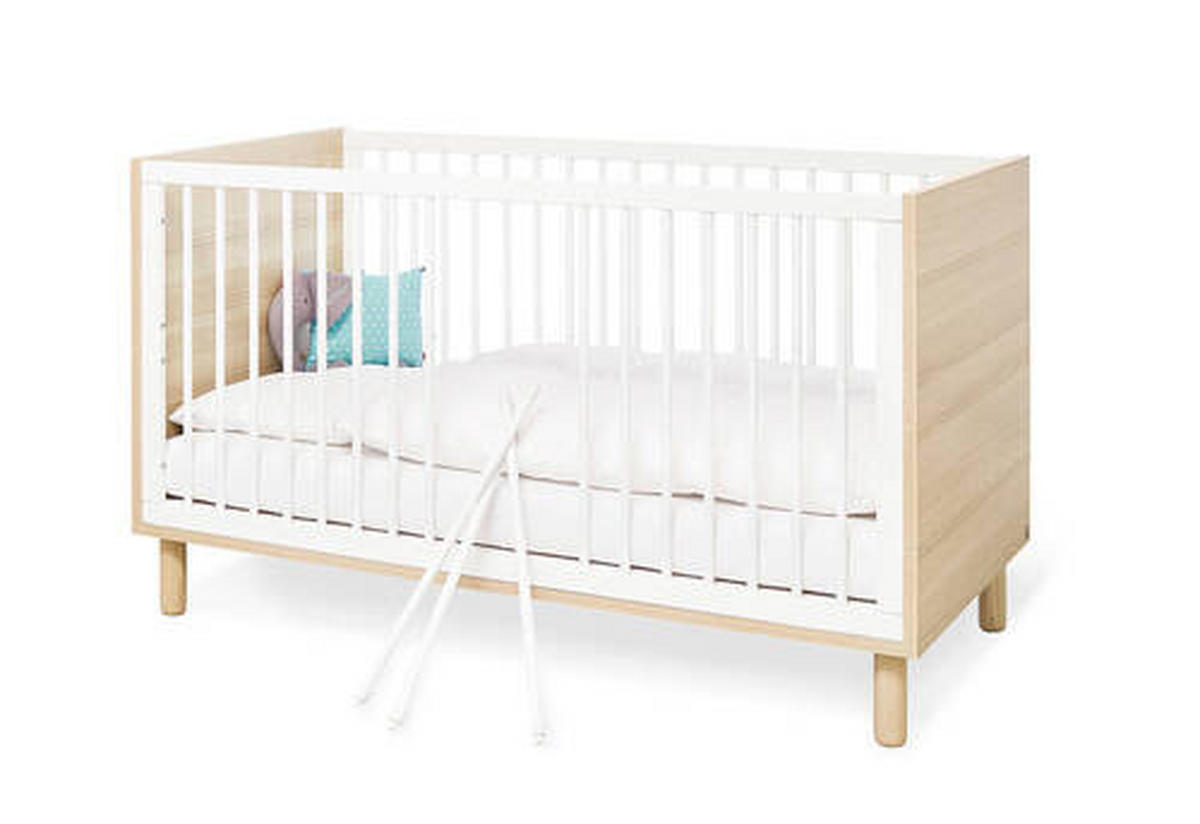 GITTERBETT PINOLINO FLOW 145/75/85 cm  - Eschefarben/Weiß, Design, Holzwerkstoff (145/75/85cm) - Pinolino