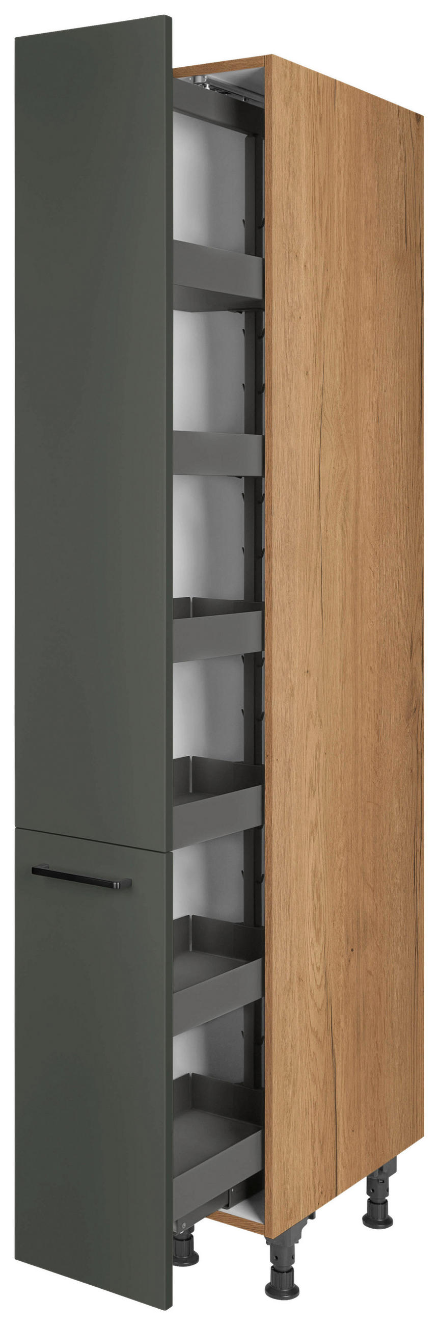 APOTHEKERSCHRANK 30/216,6/58 cm  in Grün, Eichefarben  - Eichefarben/Schwarz, MODERN, Holzwerkstoff/Metall (30/216,6/58cm) - Nobilia