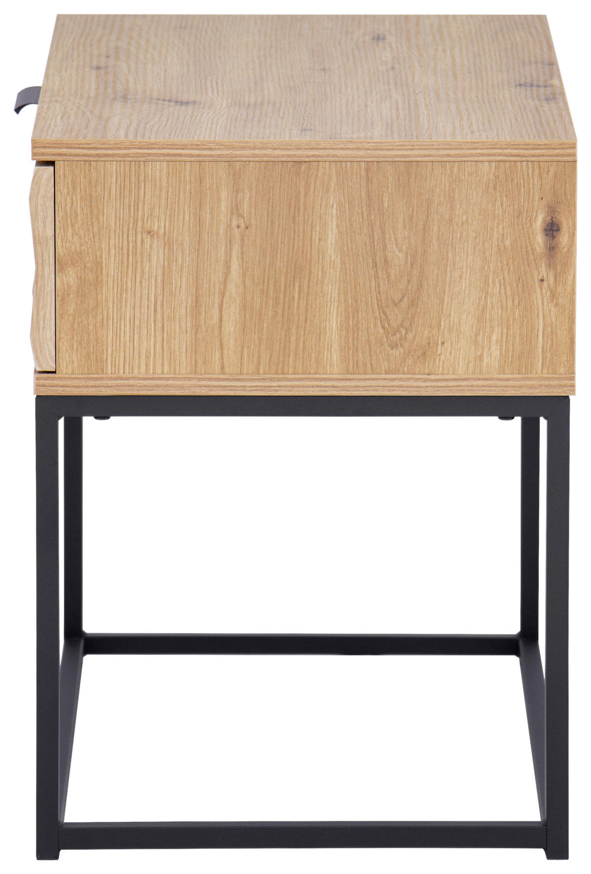 NACHTSCHRANK 59,5/52/38,5 cm  - Eichefarben/Schwarz, KONVENTIONELL, Holzwerkstoff/Metall (59,5/52/38,5cm) - Boxxx