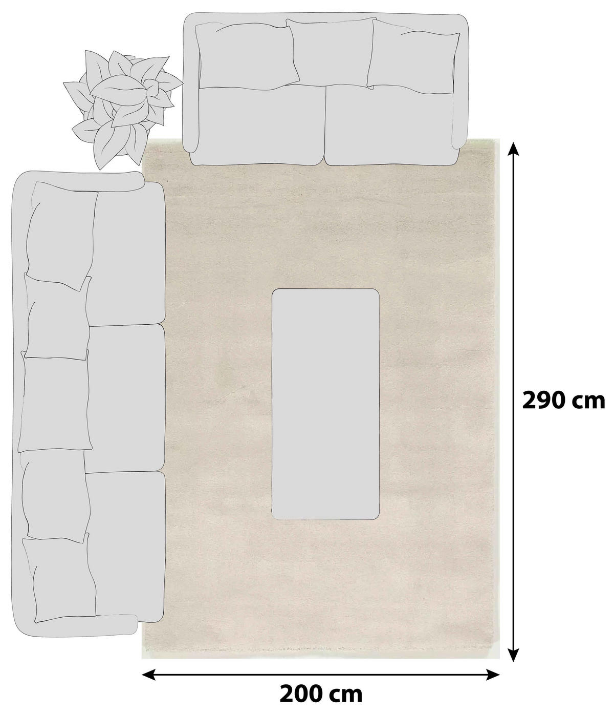 HOCHFLORTEPPICH 200/290 cm Bellevue Creme  - Creme, Basics, Textil (200/290cm) - Novel