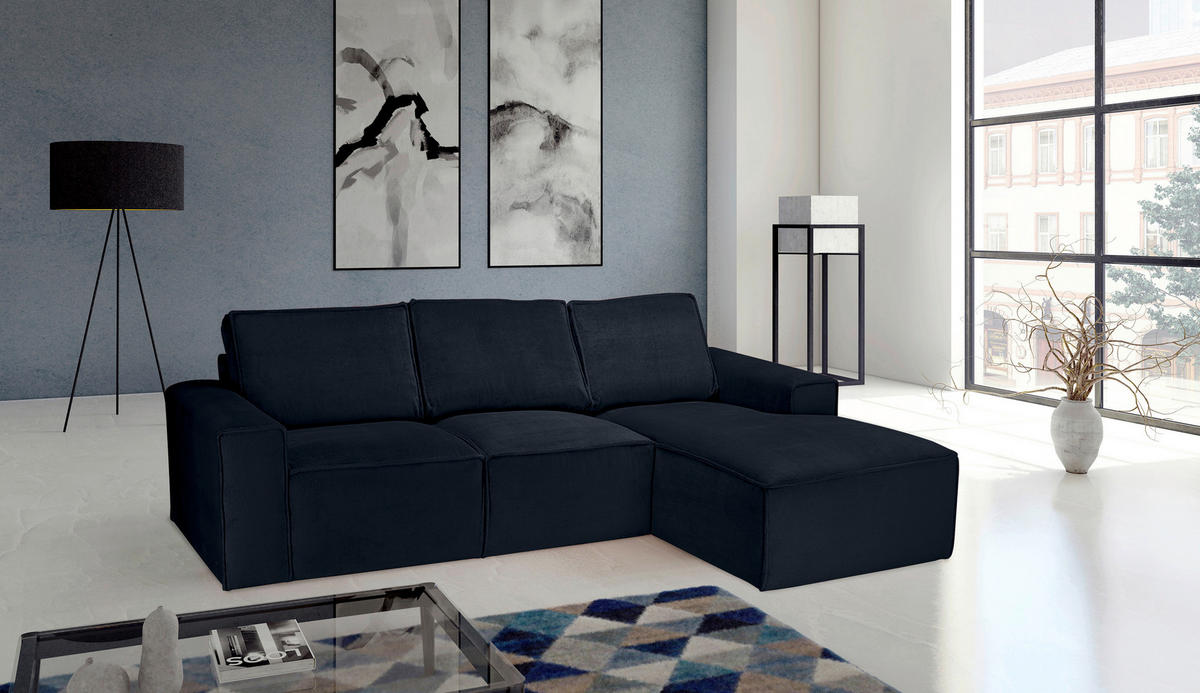 ECKSOFA Anthrazit Chenille  - Anthrazit/Schwarz, KONVENTIONELL, Kunststoff/Textil (272/168cm) - Carryhome
