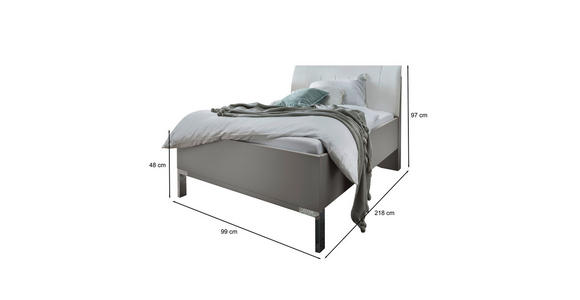BETT 90/200 cm in Grau, Weiß - Chromfarben/Weiß, KONVENTIONELL, Holzwerkstoff/Textil (90/200cm) - Dieter Knoll