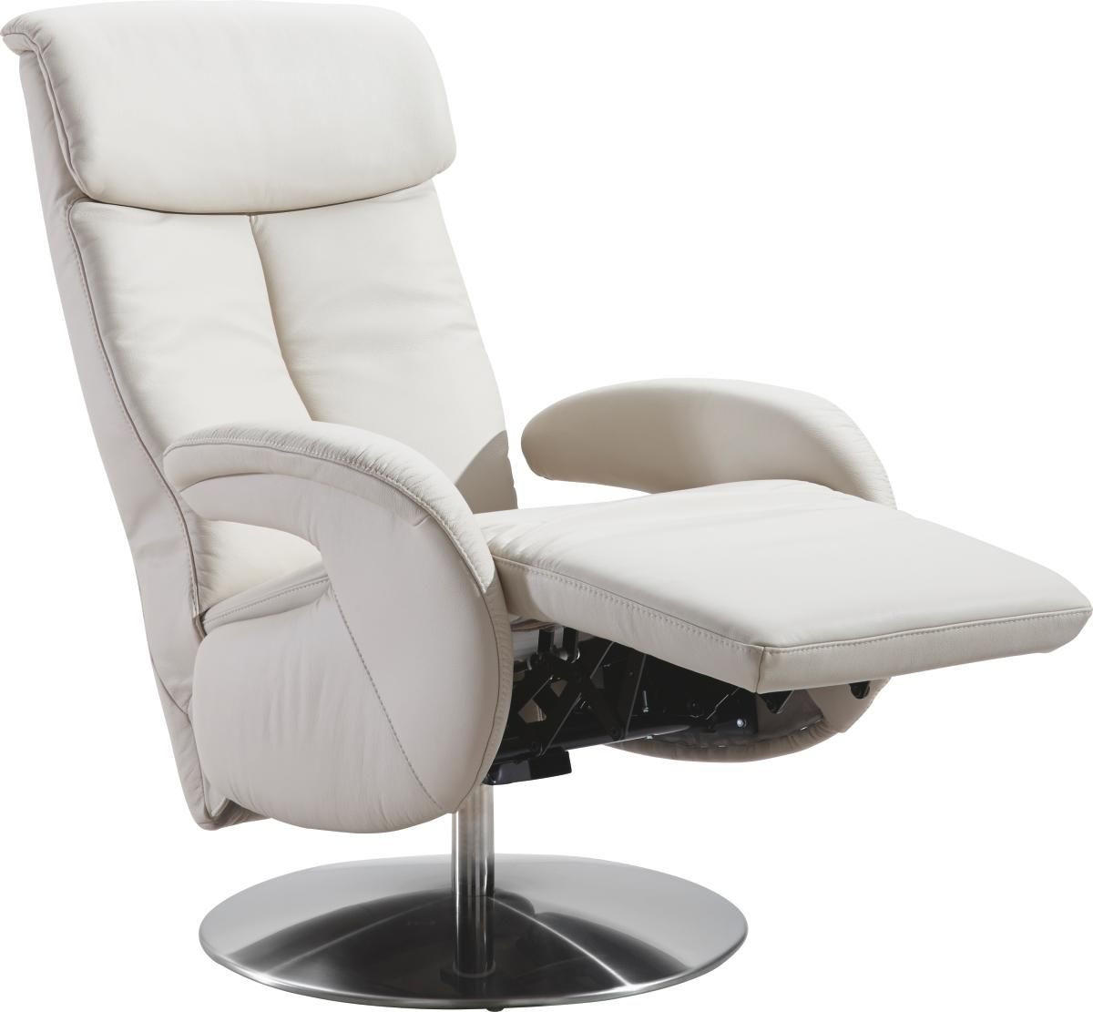 RELAXSESSEL Echtleder    - Edelstahlfarben/Beige, KONVENTIONELL, Leder/Metall (70/114/80cm) - Cantus
