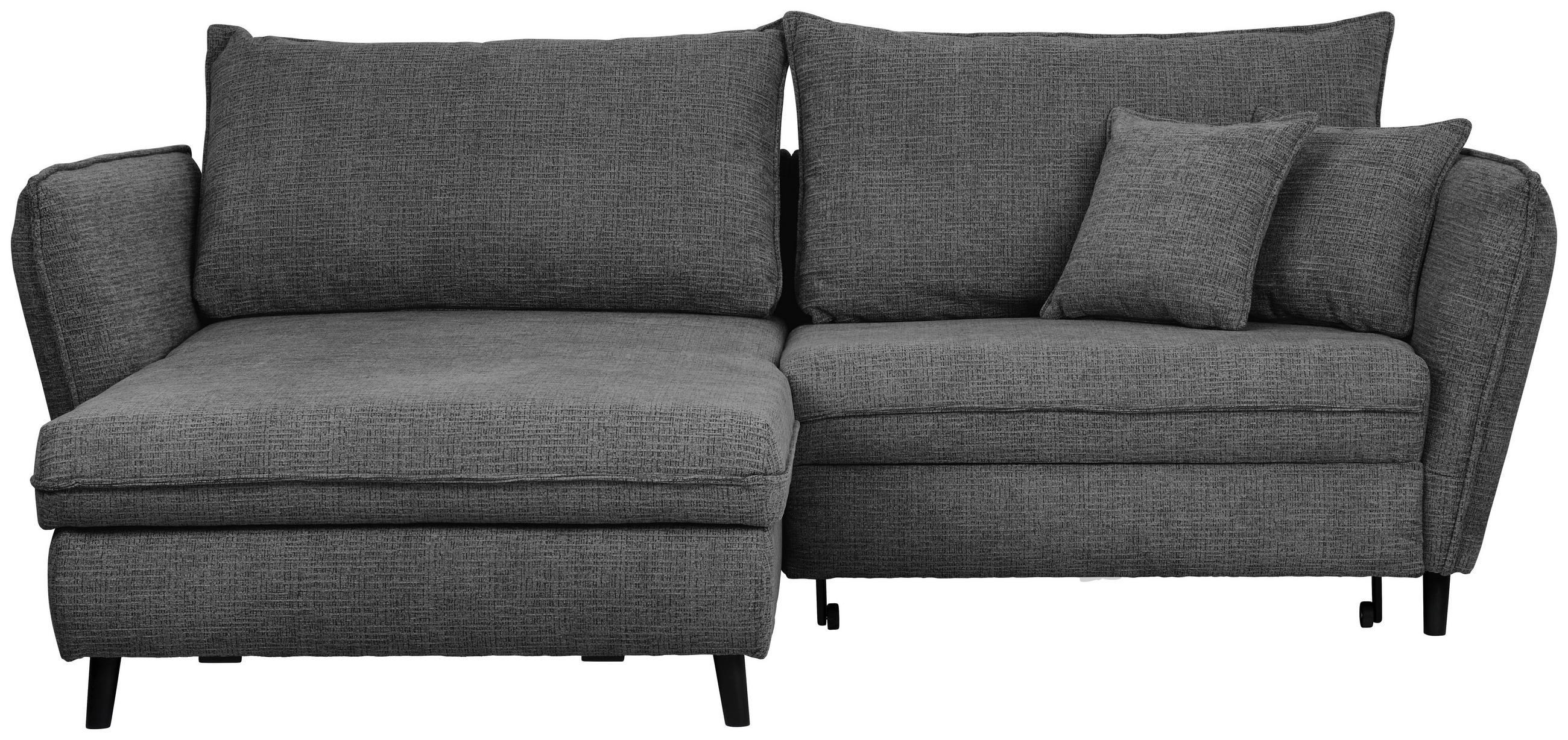 ECKSOFA inkl. Funktionen Anthrazit Struktur  - Anthrazit/Schwarz, Design, Holz/Textil (245/161cm) - Stylife