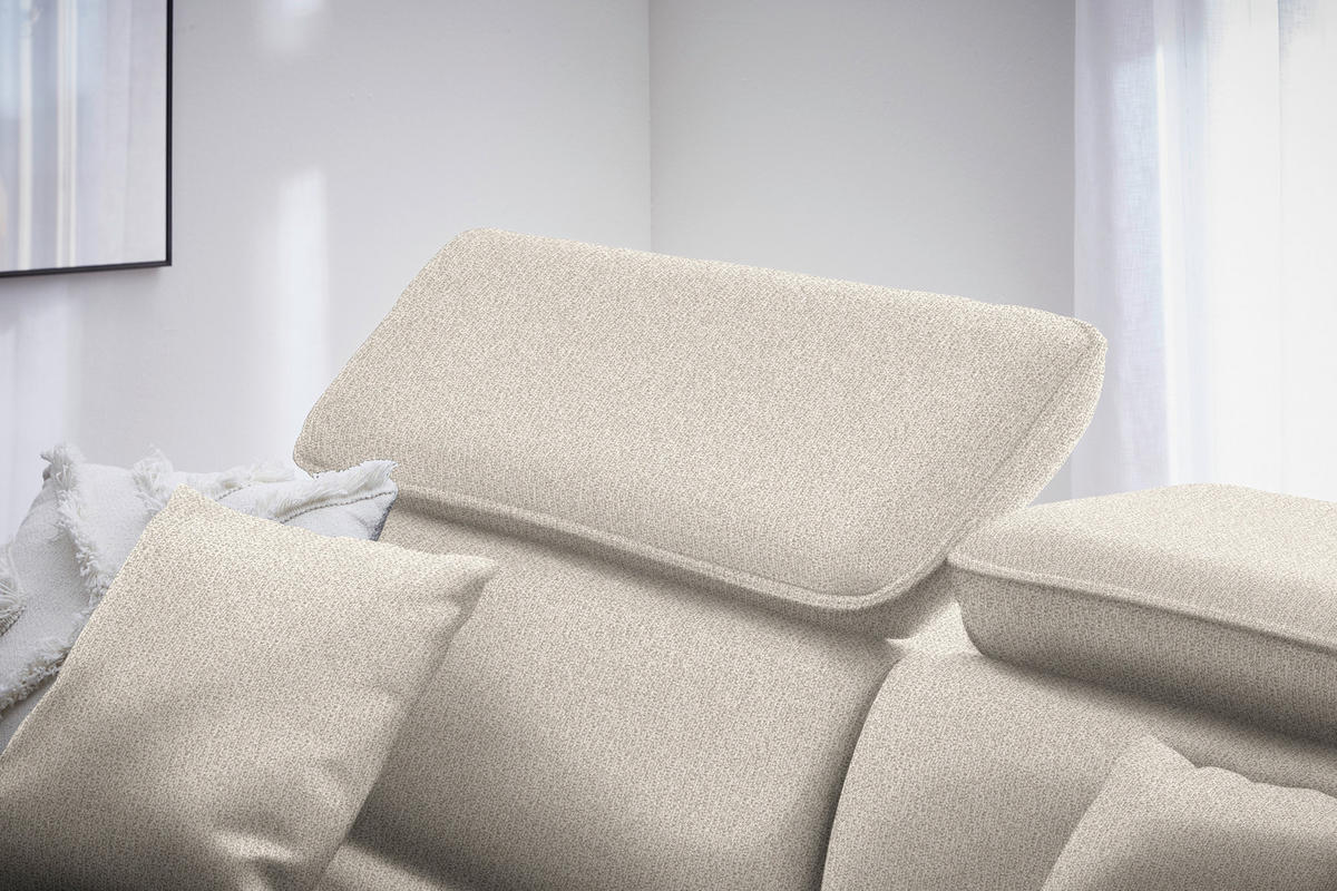 ECKSOFA inkl. Funktionen Beige Flachgewebe  - Beige/Schwarz, Design, Holz/Textil (185/232cm) - Stylife