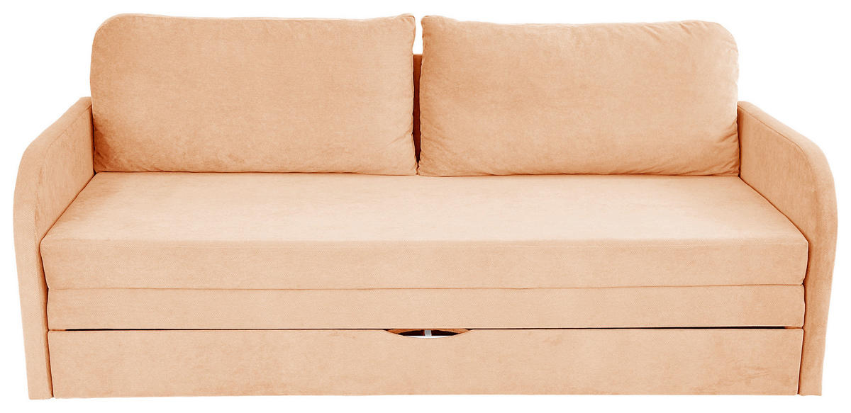 SCHLAFSOFA in Flachgewebe Aprikose  - Aprikose/Schwarz, Design, Kunststoff/Textil (203/77/86cm) - MID.YOU