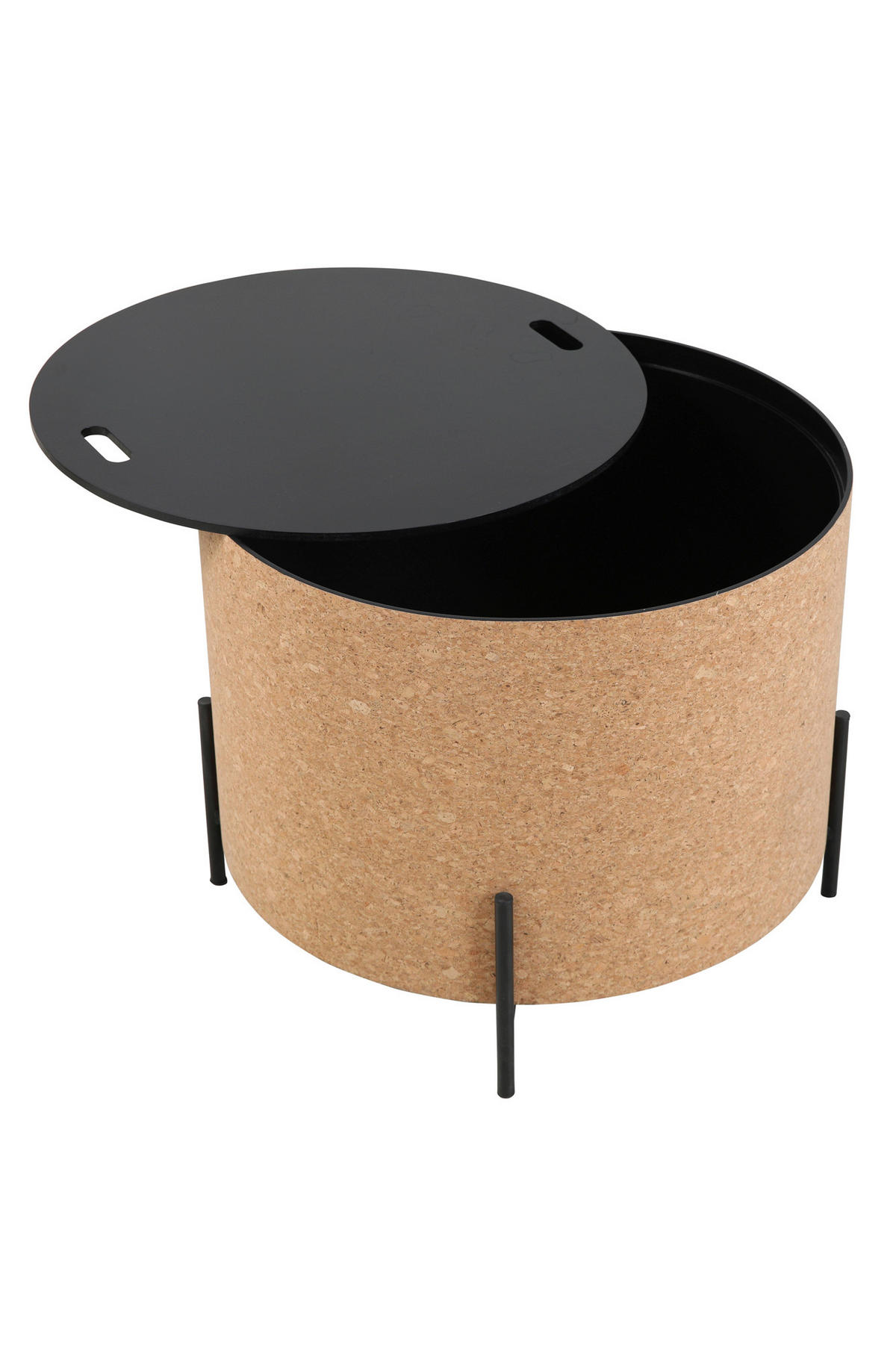 COUCHTISCHSET Kork 63-41,5/63-41,5/48,5-36,5 cm rund Naturfarben, Schwarz  - Schwarz/Naturfarben, Design, Holz/Holzwerkstoff (63-41,5/63-41,5/48,5-36,5cm) - Livetastic