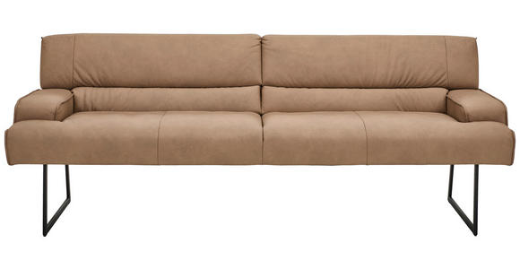 SITZBANK 238/90/75 cm Echtleder Braun  - Schwarz/Braun, Design, Leder/Metall (238/90/75cm) - Moderano