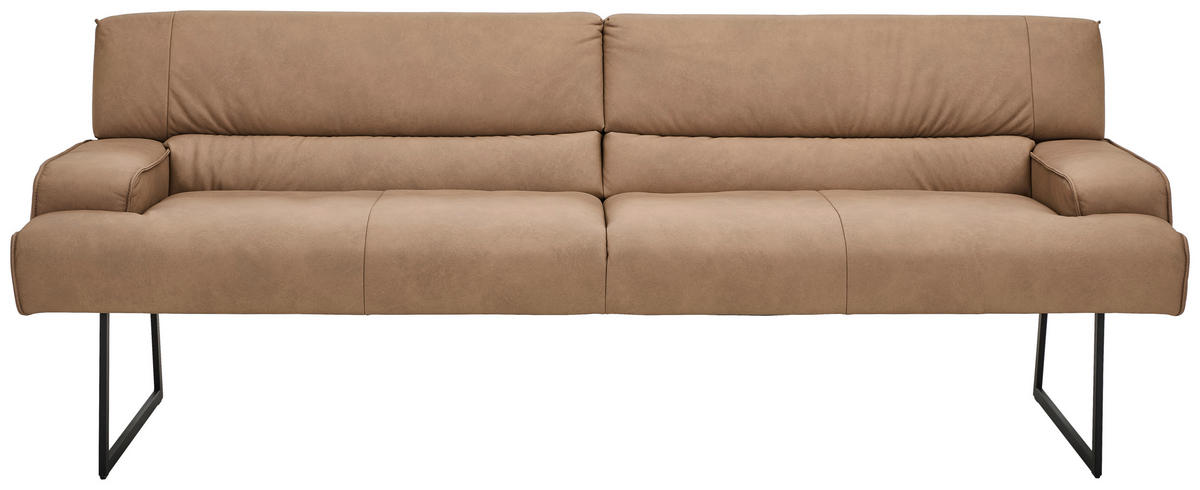 SITZBANK 238/90/75 cm Echtleder Braun  - Schwarz/Braun, Design, Leder/Metall (238/90/75cm) - Moderano