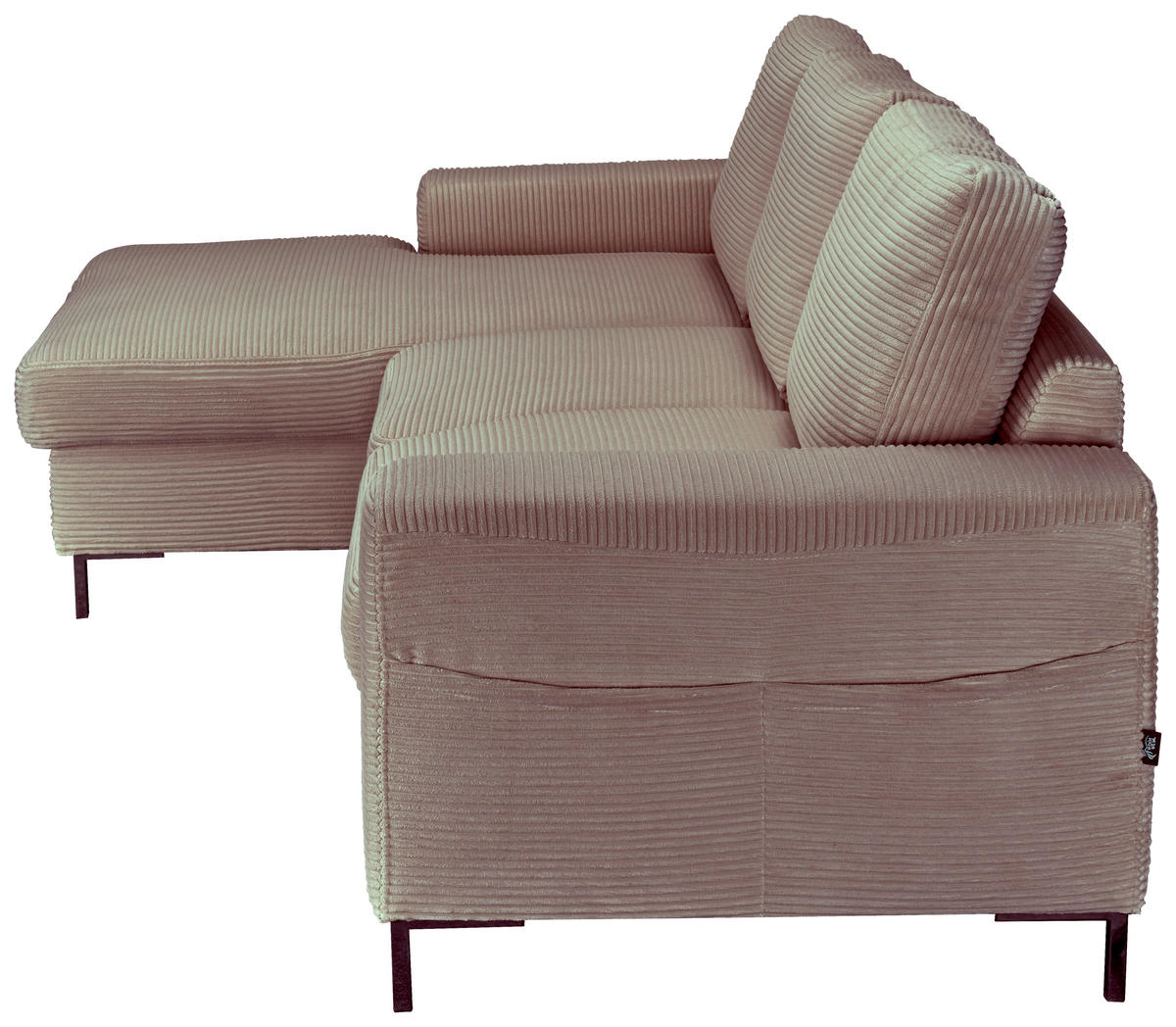 ECKSOFA Taupe Cord  - Taupe/Schwarz, KONVENTIONELL, Textil/Metall (150/240cm) - Carryhome
